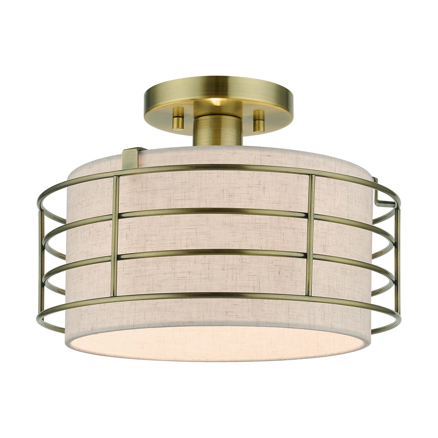 1 Light Antique Brass Medium Semi-Flush by Livex Lighting