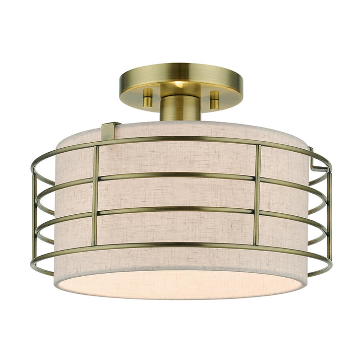 1 Light Antique Brass Medium Semi-Flush by Livex Lighting
