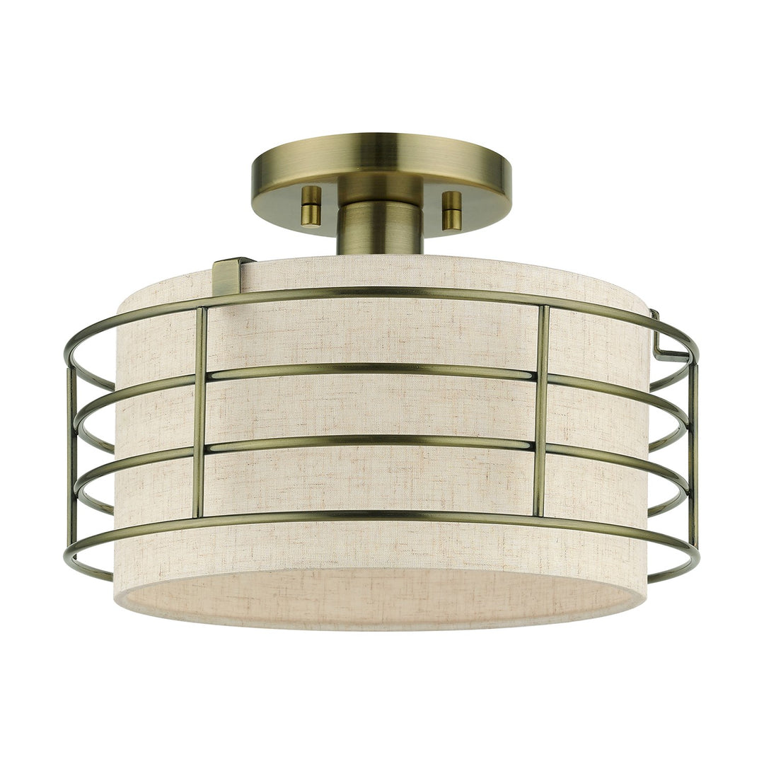 1 Light Antique Brass Medium Semi-Flush