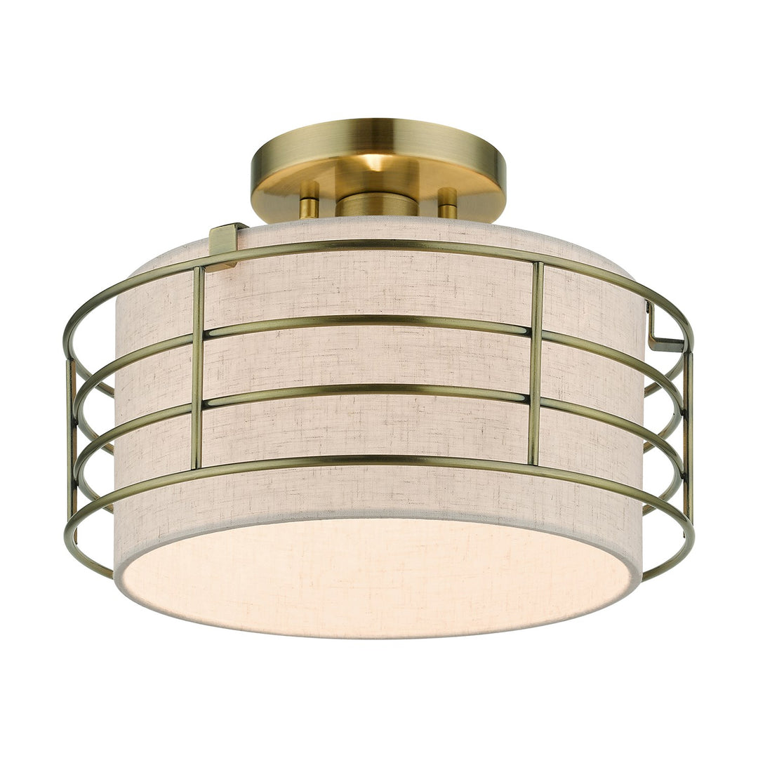 1 Light Antique Brass Medium Semi-Flush