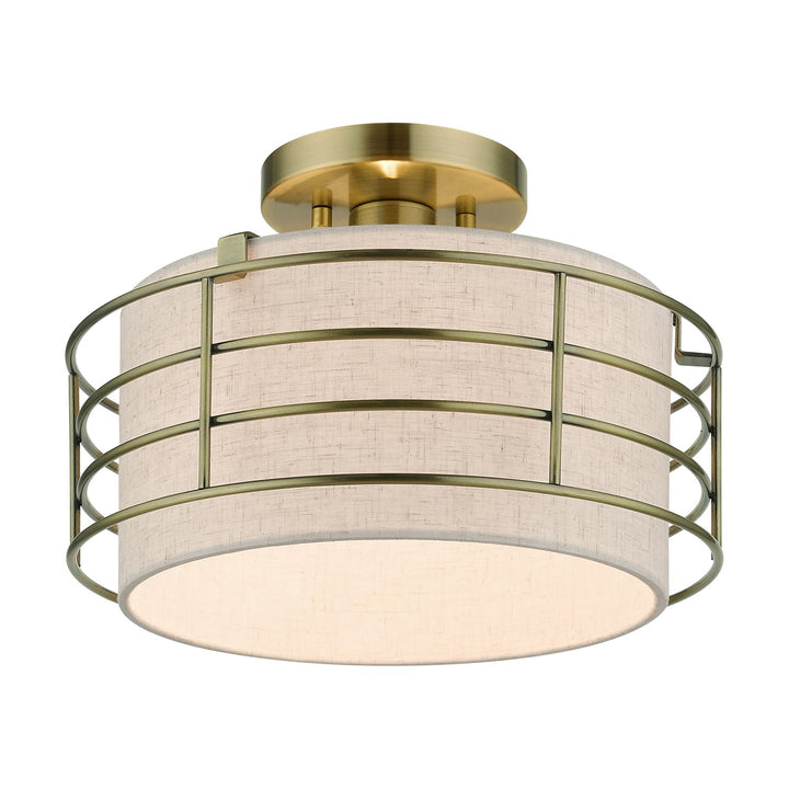 1 Light Antique Brass Medium Semi-Flush