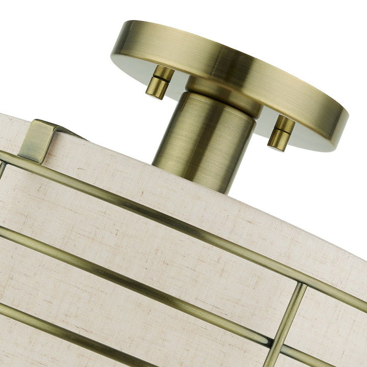 1 Light Antique Brass Medium Semi-Flush