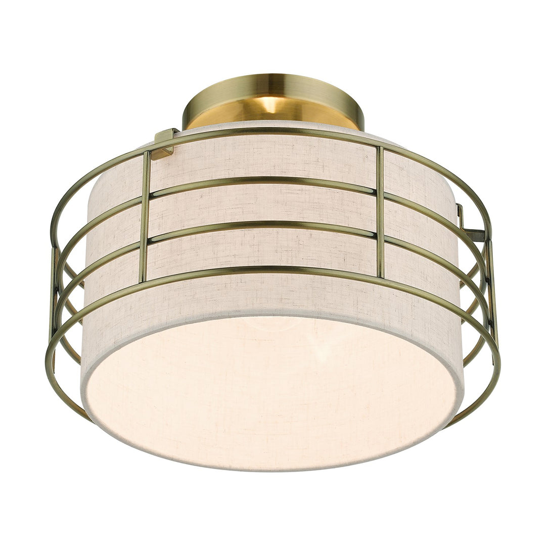 1 Light Antique Brass Medium Semi-Flush