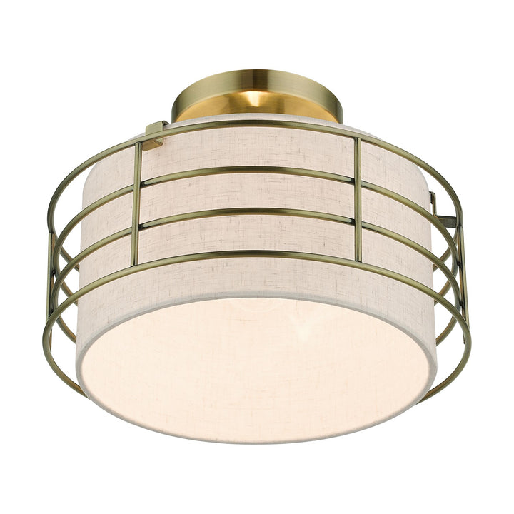 1 Light Antique Brass Medium Semi-Flush