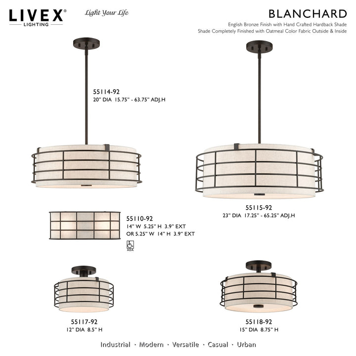 1 Light English Bronze Medium Semi-Flush