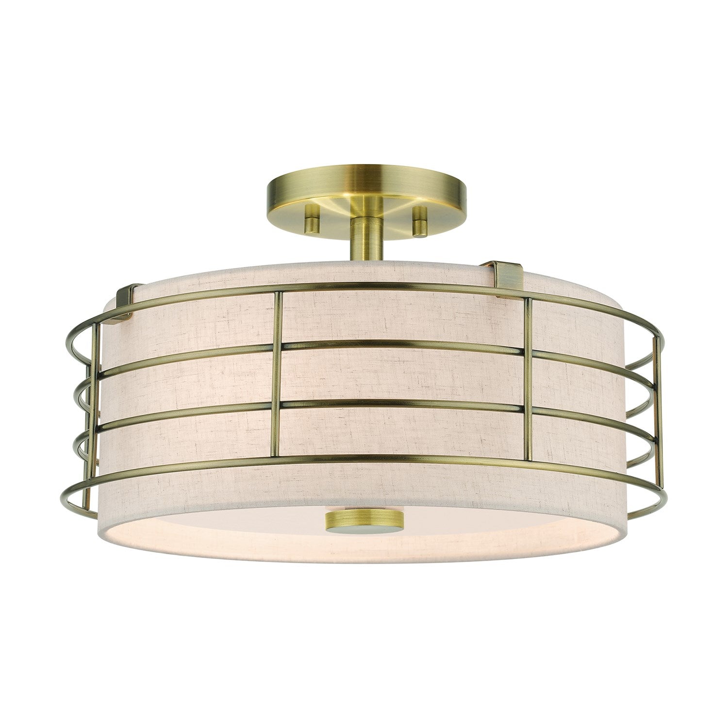 3 Light Antique Brass Large Semi-Flush by Livex Lighting