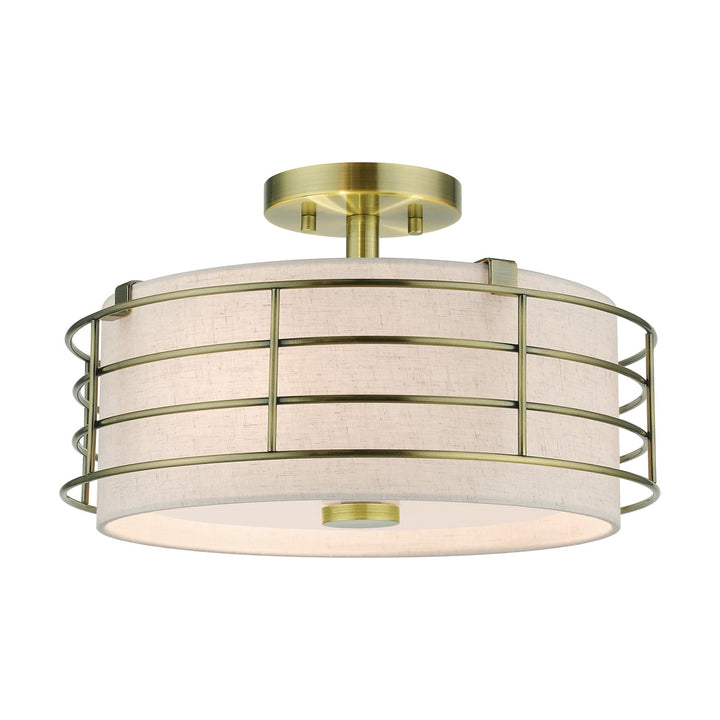 3 Light Antique Brass Large Semi-Flush by Livex Lighting