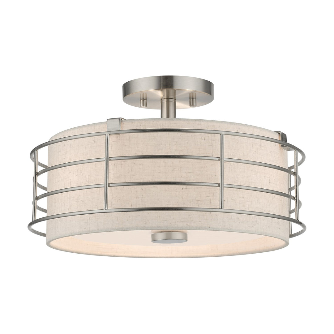 3 Light Brushed Nickel Large Semi-Flush by Livex Lighting