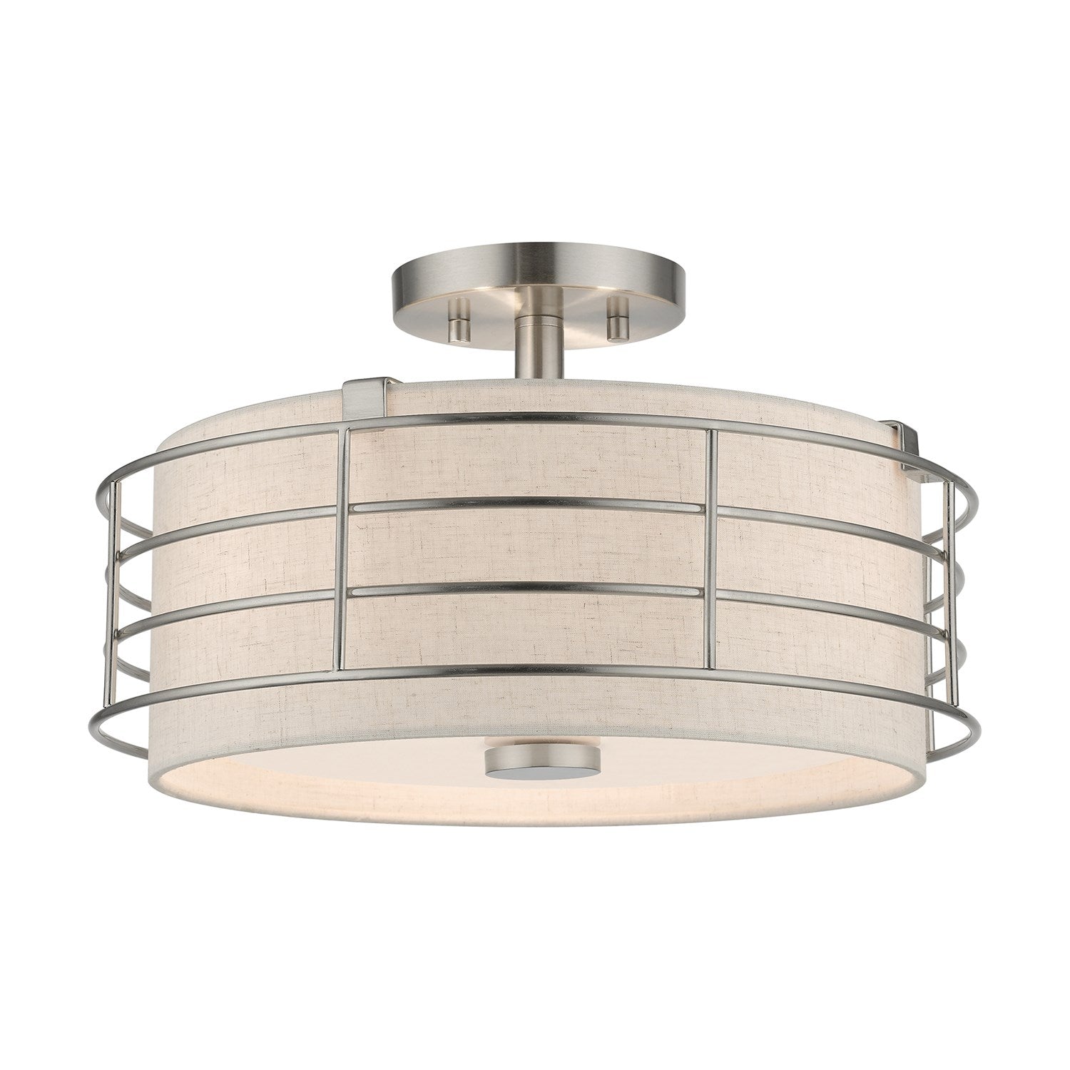 3 Light Brushed Nickel Large Semi-Flush by Livex Lighting