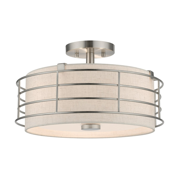 3 Light Brushed Nickel Large Semi-Flush by Livex Lighting