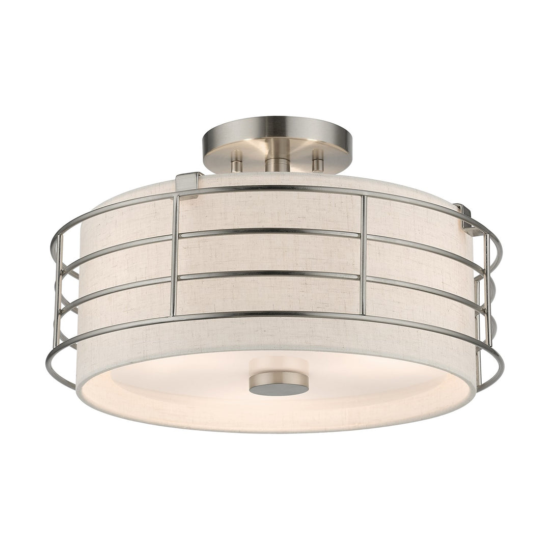 3 Light Brushed Nickel Large Semi-Flush
