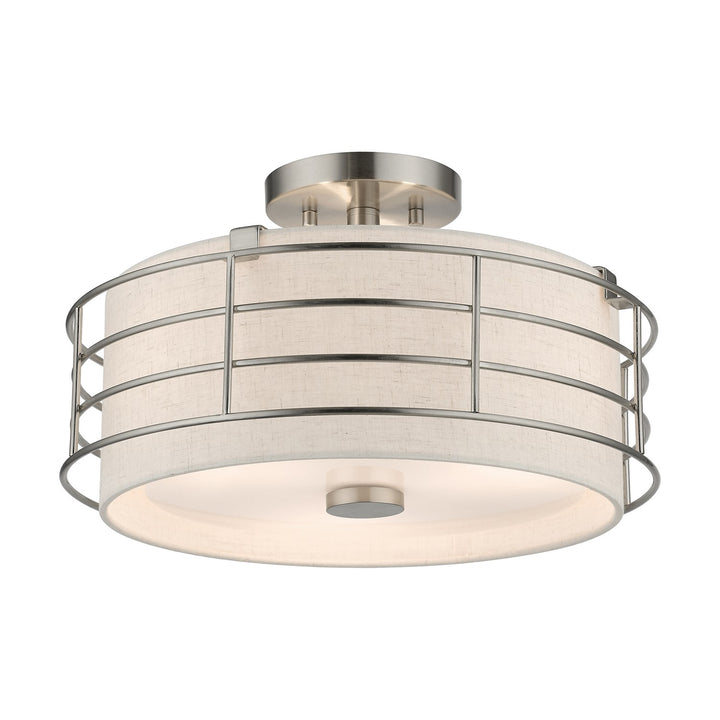 3 Light Brushed Nickel Large Semi-Flush