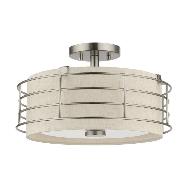 3 Light Brushed Nickel Large Semi-Flush