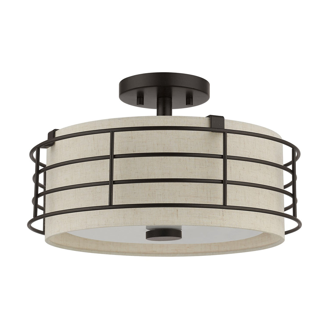 3 Light English Bronze Large Semi-Flush