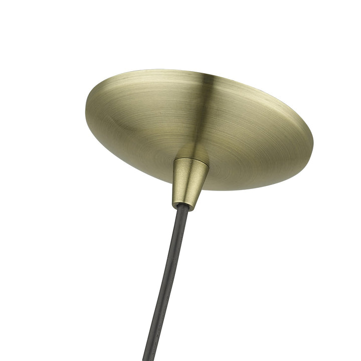 1 Light Antique Brass Mini Bell Pendant With Shiny White Finish Inside