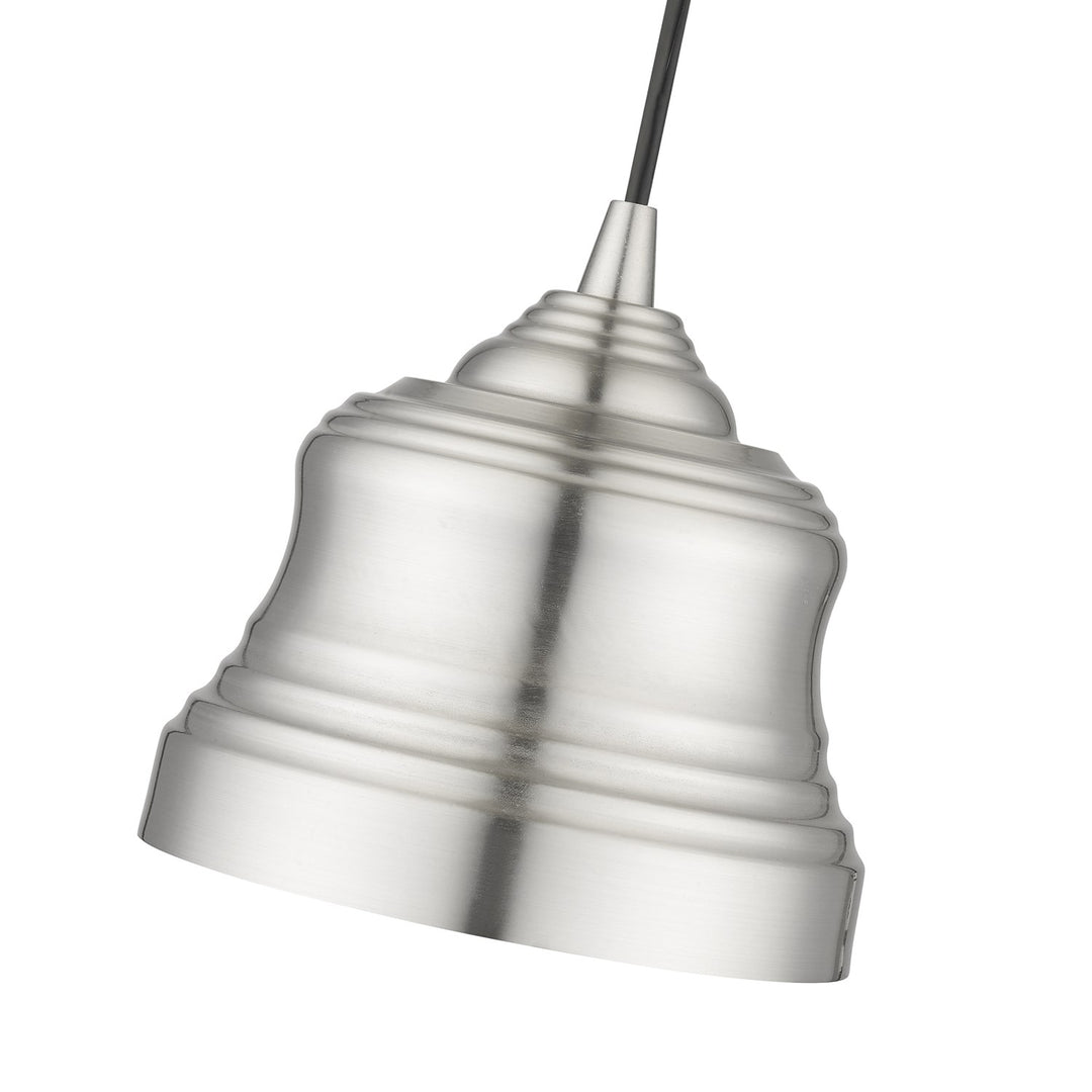 1 Light Brushed Nickel Mini Bell Pendant With Gold Finish Inside