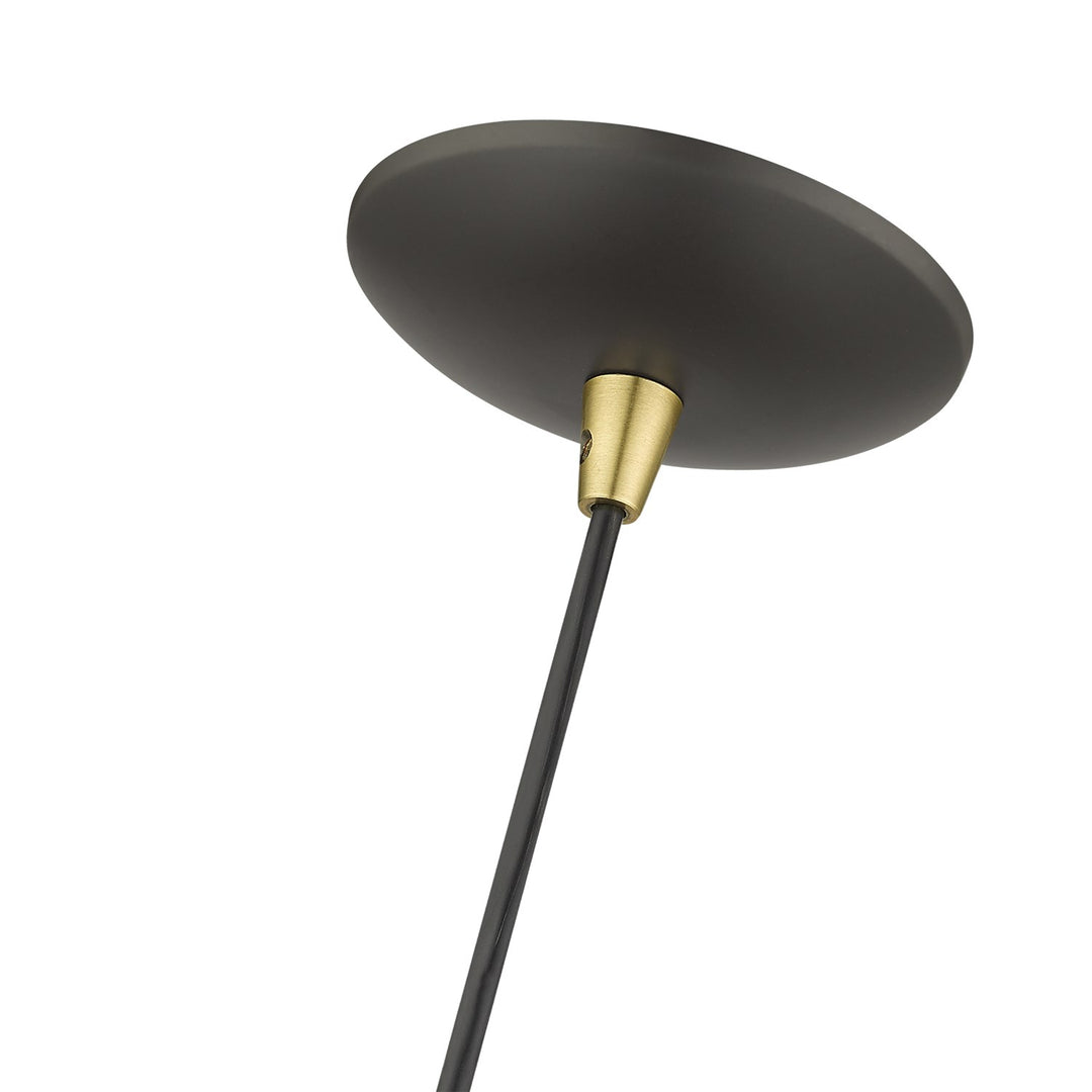 1 Light Bronze Bell Pendant With Gold Finish Inside