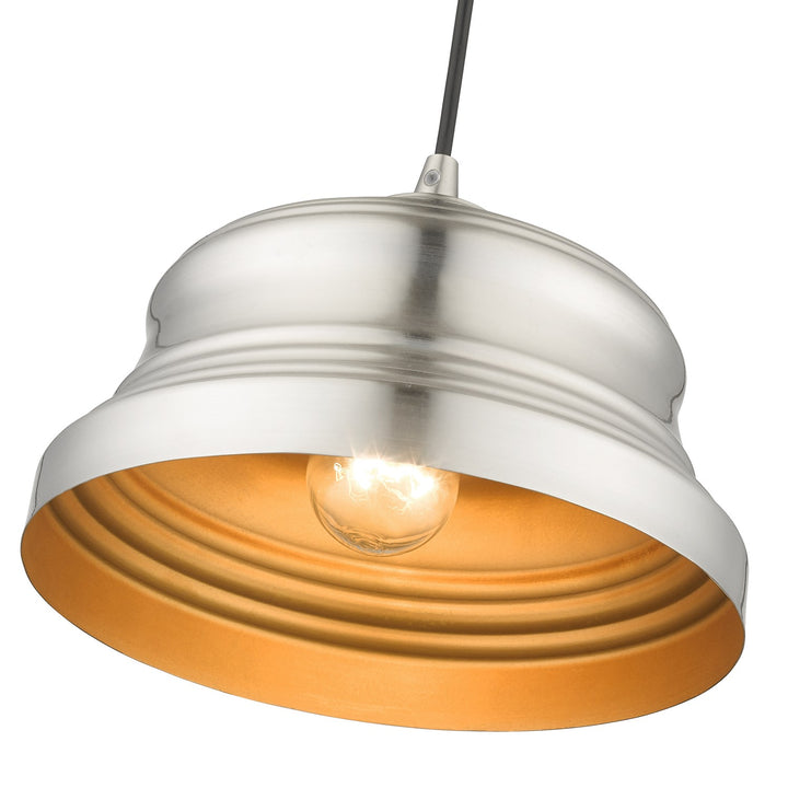 1 Light Brushed Nickel Bell Pendant With Gold Finish Inside