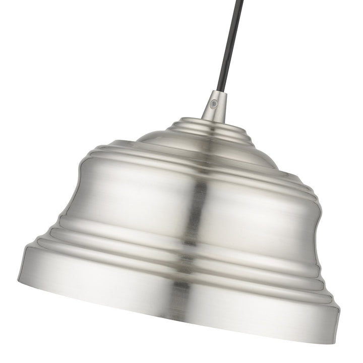 1 Light Brushed Nickel Bell Pendant With Gold Finish Inside