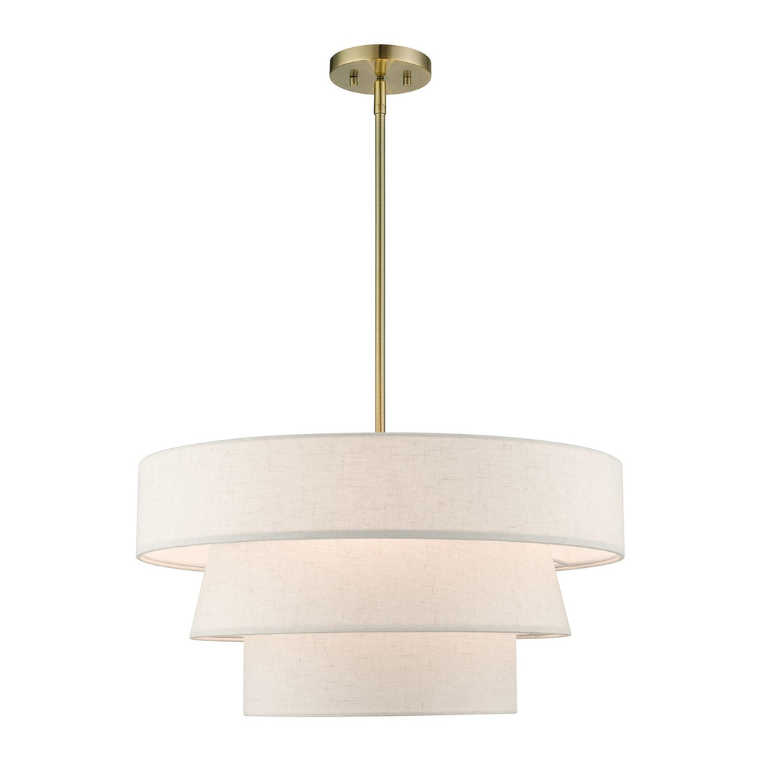 4 Light Antique Brass Pendant Chandelier by Livex Lighting