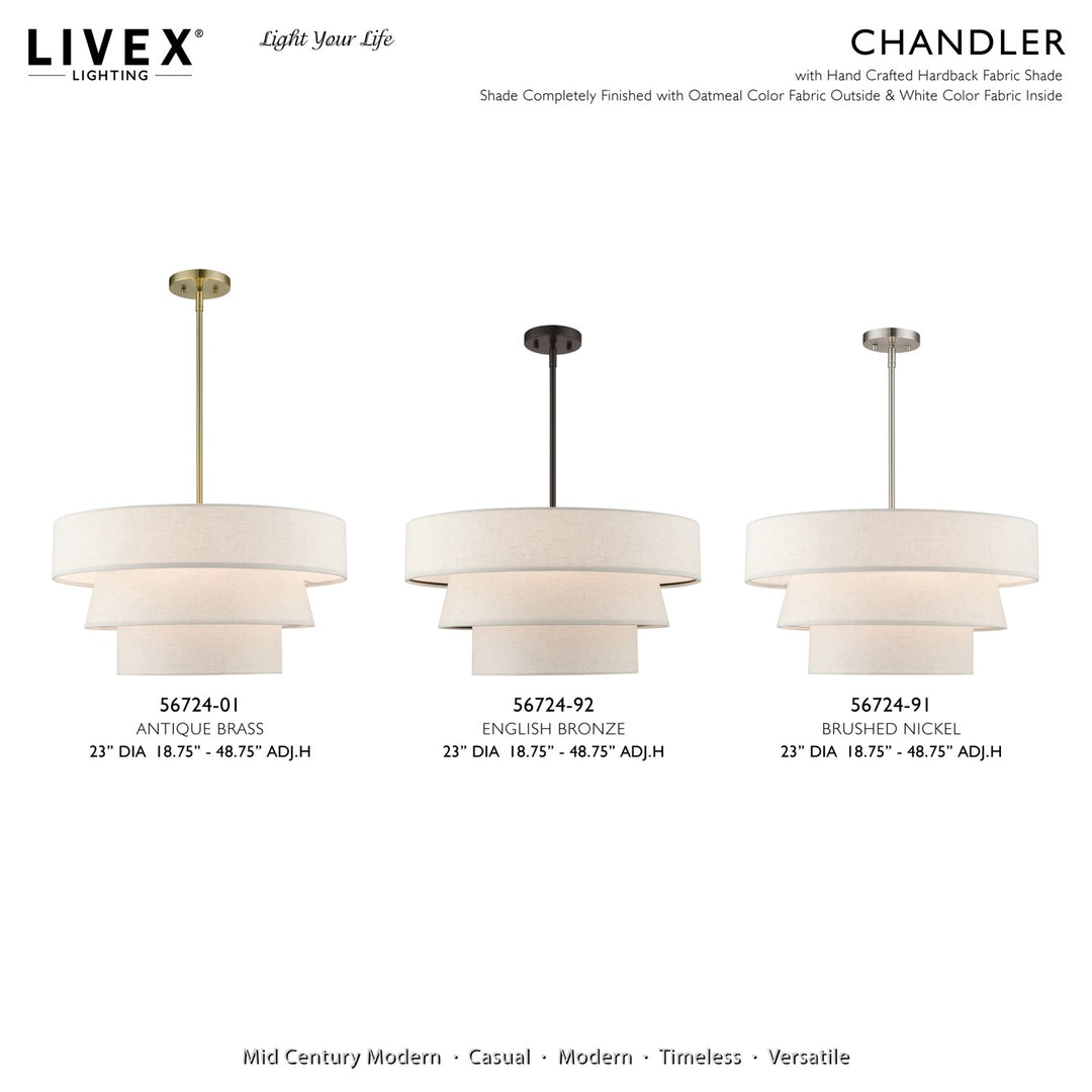 4 Light Antique Brass Pendant Chandelier