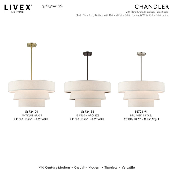4 Light Antique Brass Pendant Chandelier