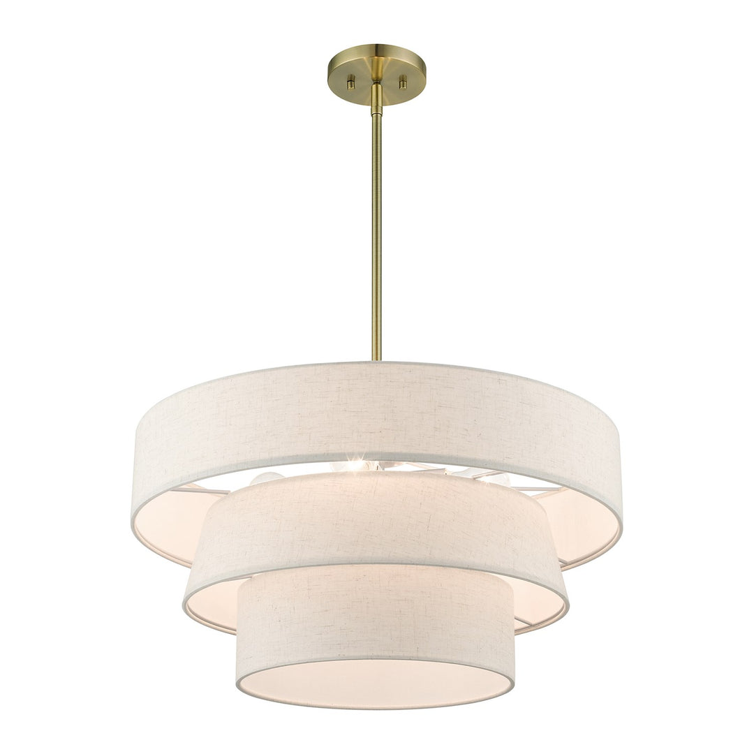 4 Light Antique Brass Pendant Chandelier