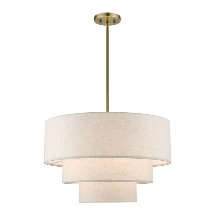 4 Light Antique Brass Pendant Chandelier by Livex Lighting