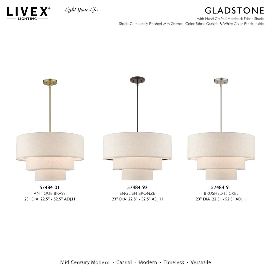 4 Light Antique Brass Pendant Chandelier