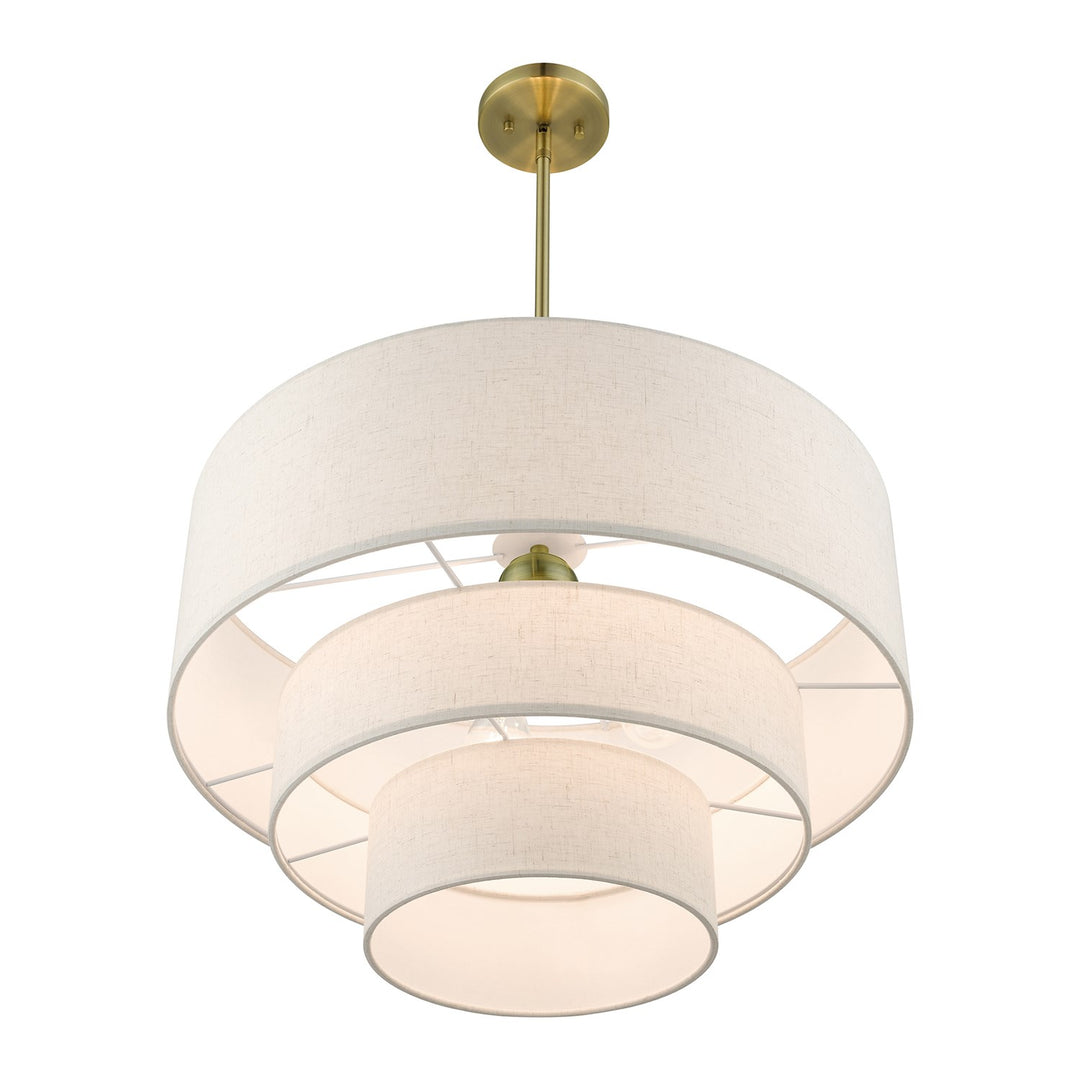 4 Light Antique Brass Pendant Chandelier