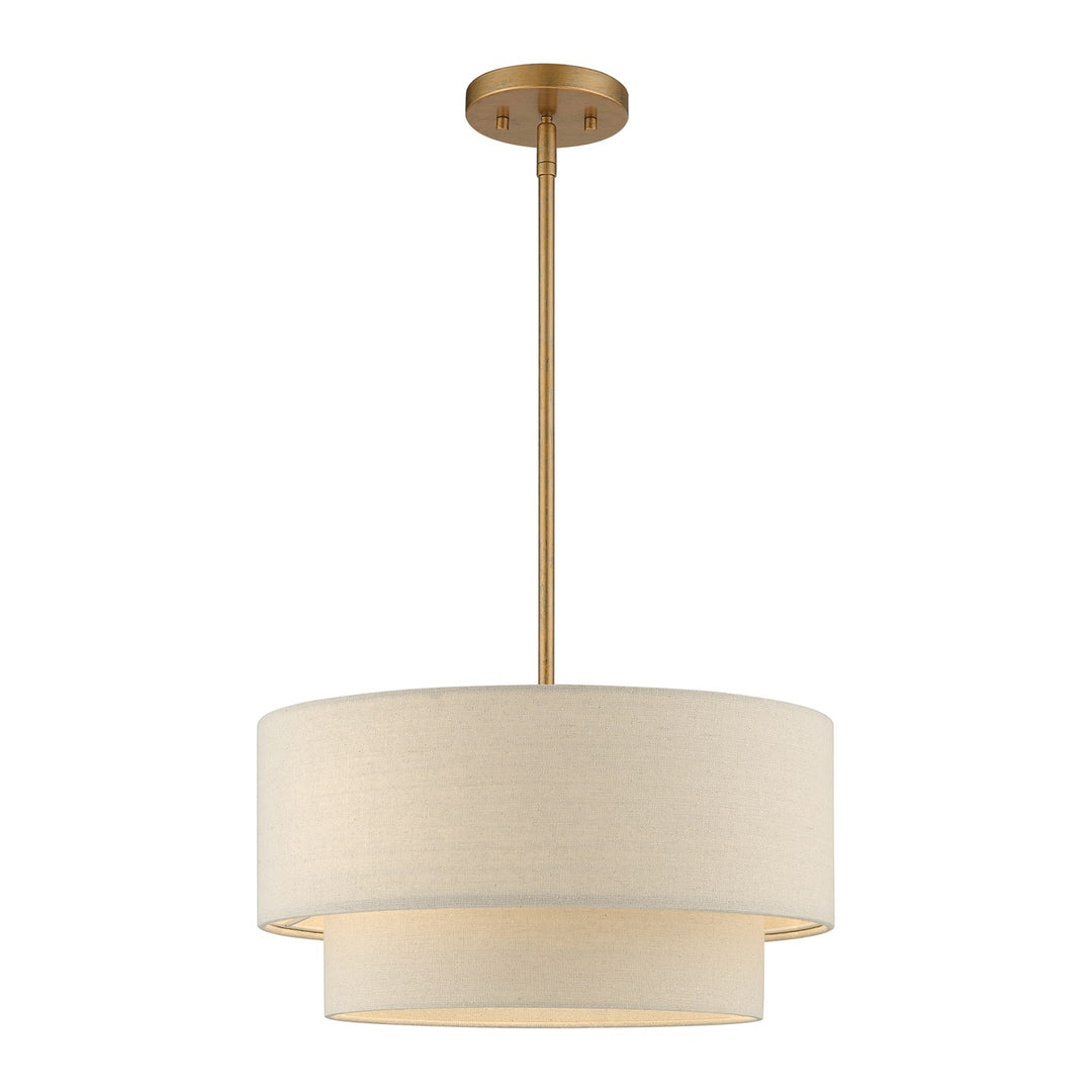 3 Light Antique Gold Leaf Pendant Chandelier by Livex Lighting