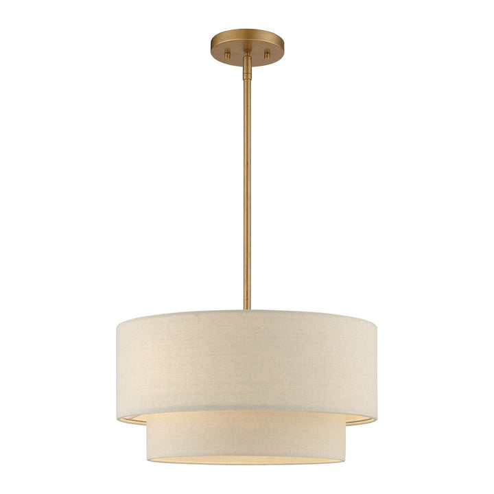 3 Light Antique Gold Leaf Pendant Chandelier by Livex Lighting