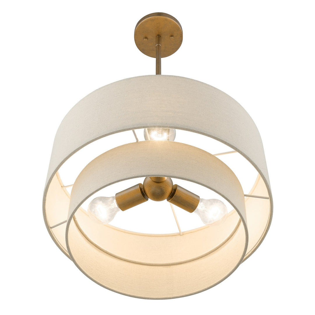 3 Light Antique Gold Leaf Pendant Chandelier