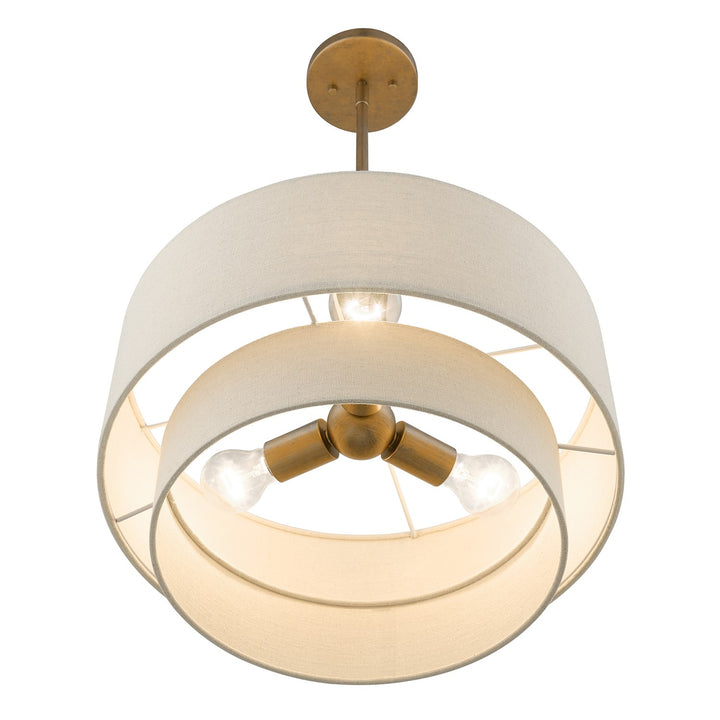 3 Light Antique Gold Leaf Pendant Chandelier