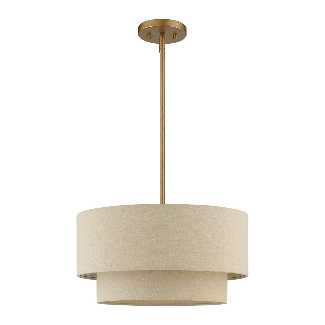 3 Light Antique Gold Leaf Pendant Chandelier