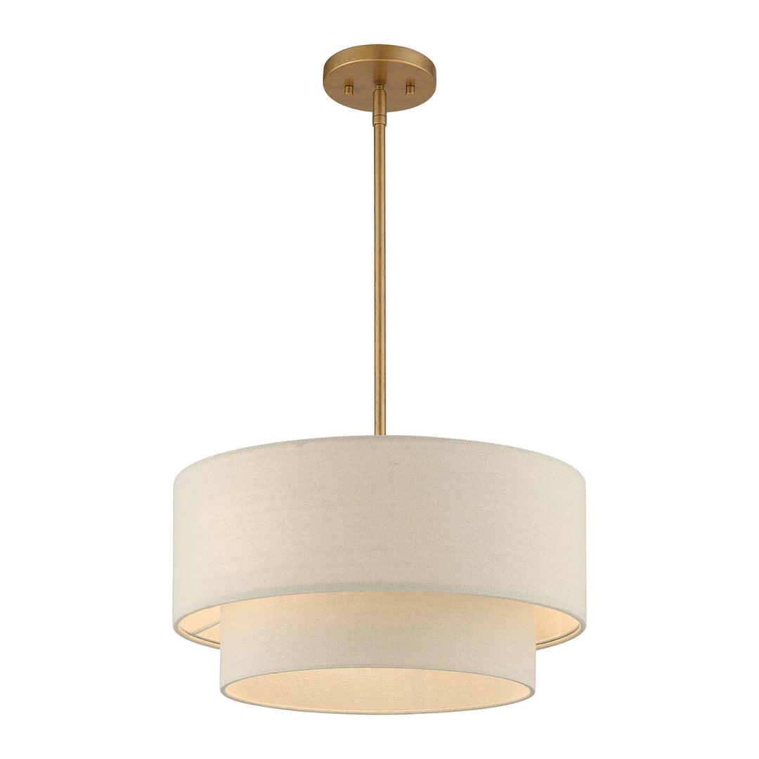 3 Light Antique Gold Leaf Pendant Chandelier