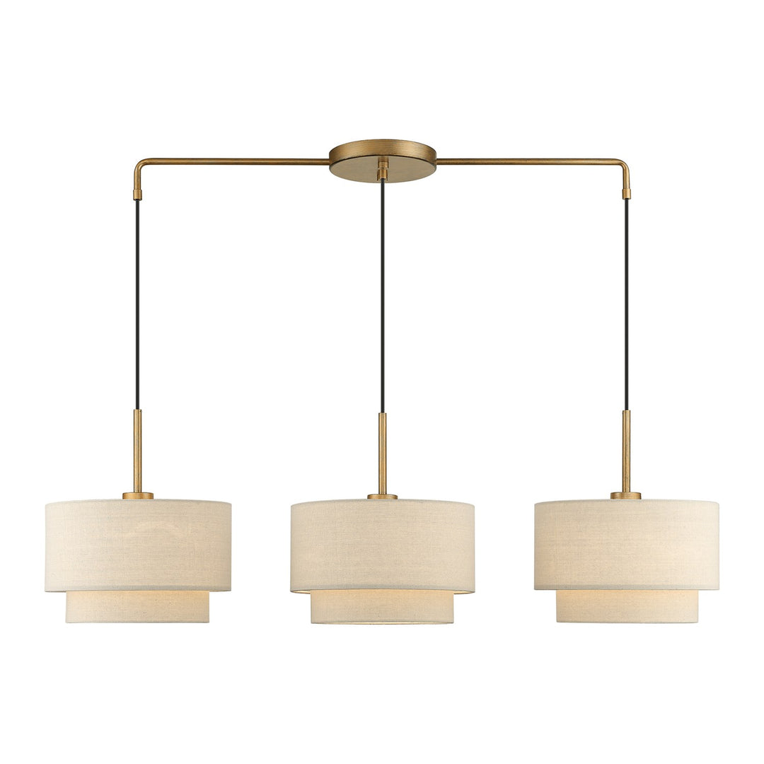 3 Light Antique Gold Leaf Large Linear Chandelier by Livex Lighting