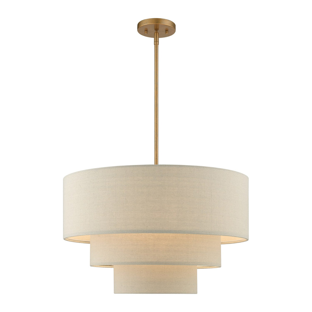 4 Light Antique Gold Leaf Pendant Chandelier by Livex Lighting