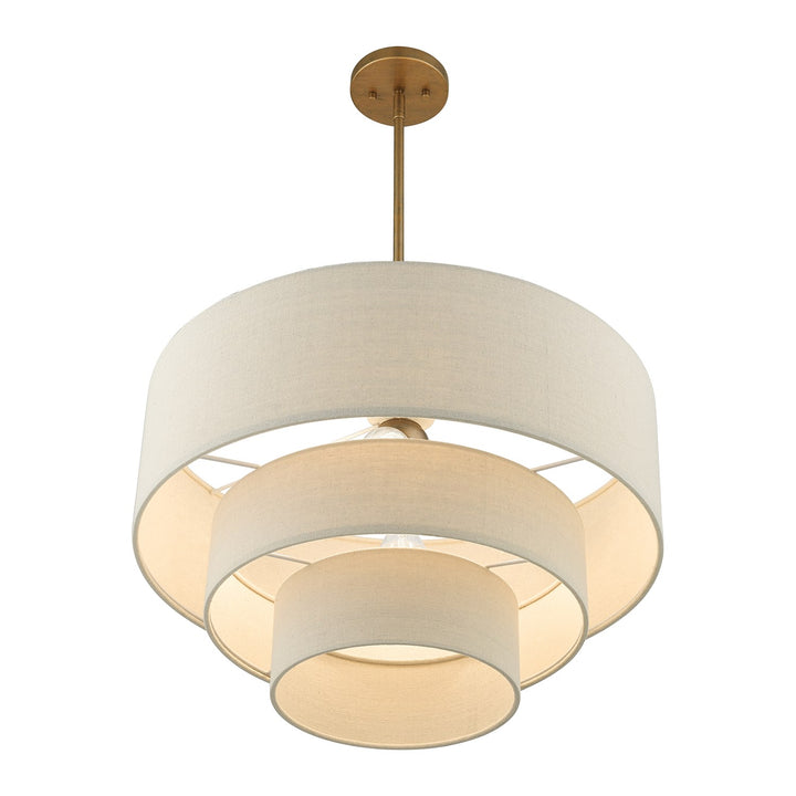 4 Light Antique Gold Leaf Pendant Chandelier
