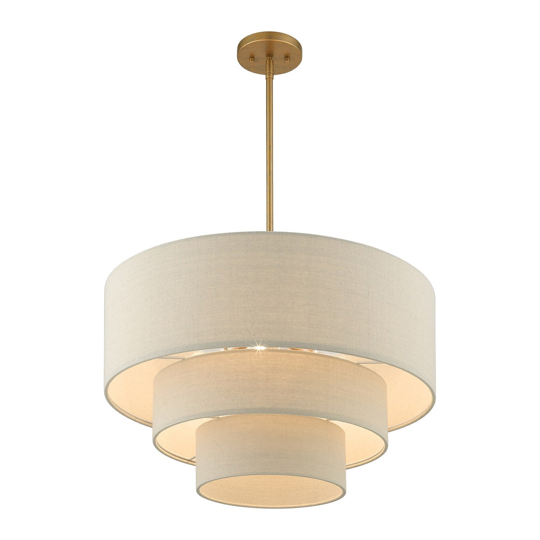 4 Light Antique Gold Leaf Pendant Chandelier