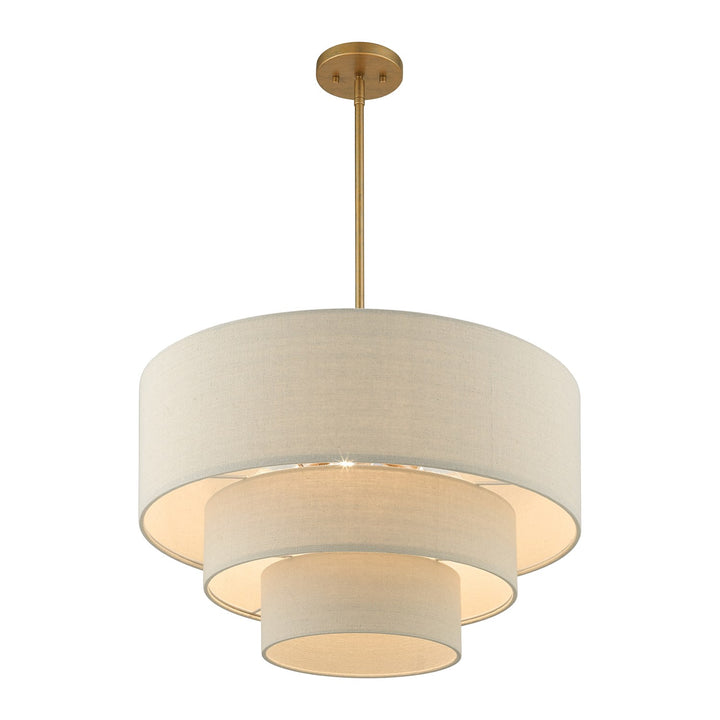 4 Light Antique Gold Leaf Pendant Chandelier