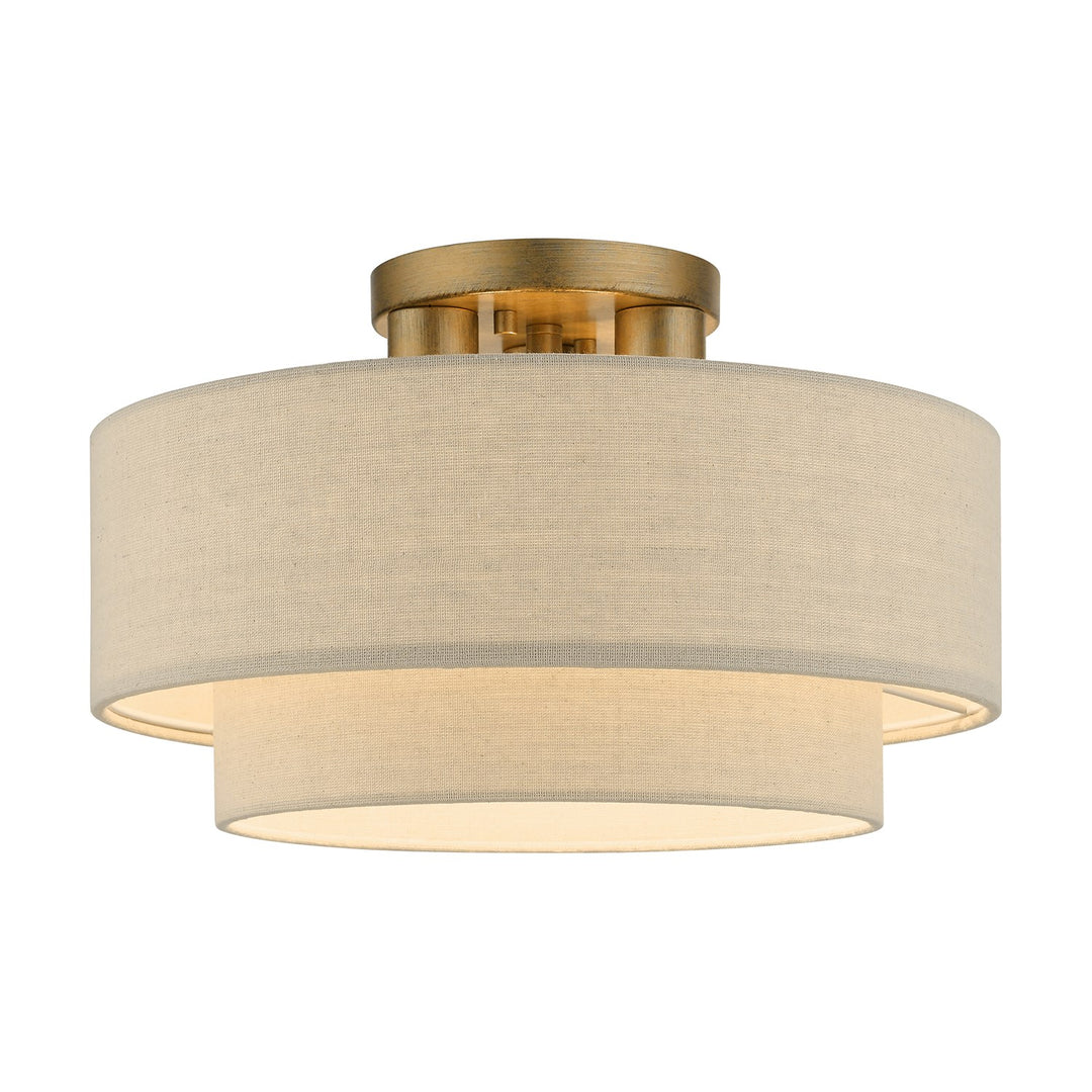 3 Light Antique Gold Leaf Large Semi-Flush by Livex Lighting
