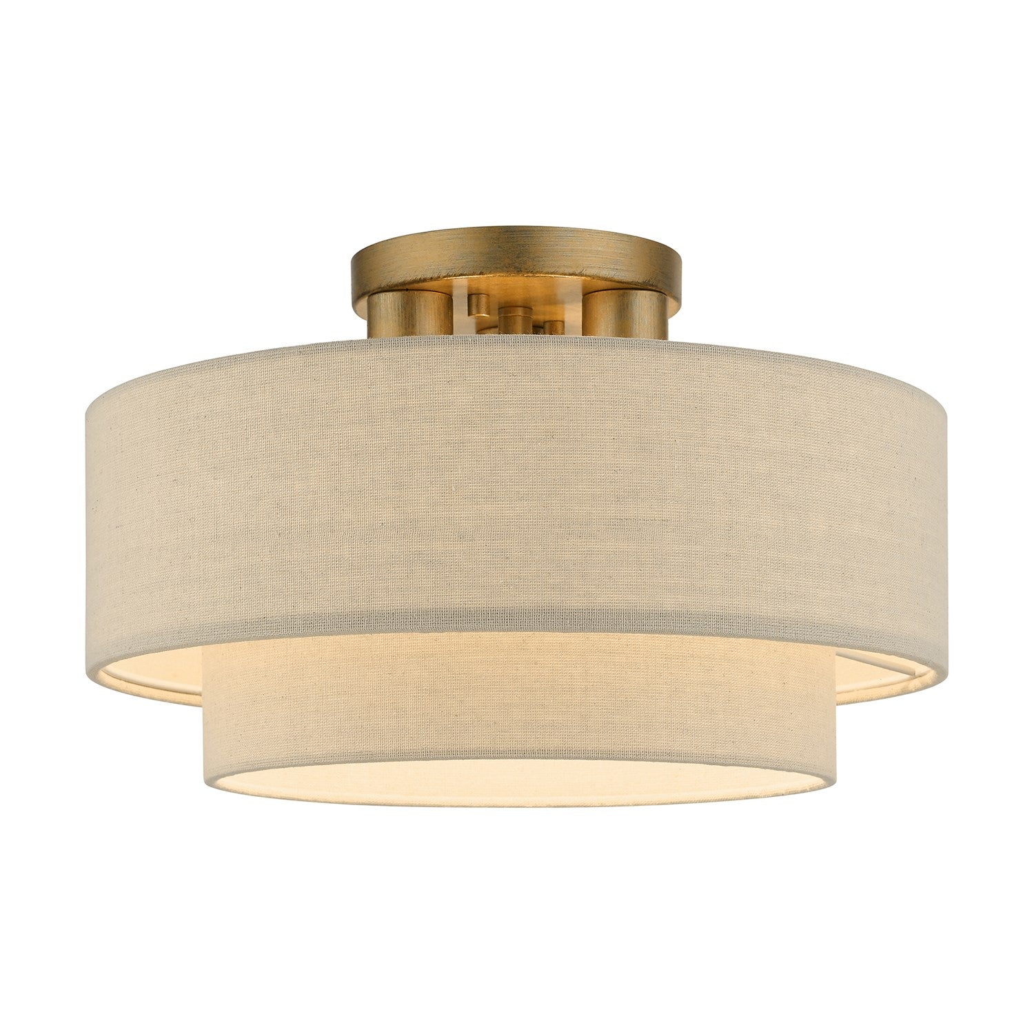 3 Light Antique Gold Leaf Large Semi-Flush by Livex Lighting