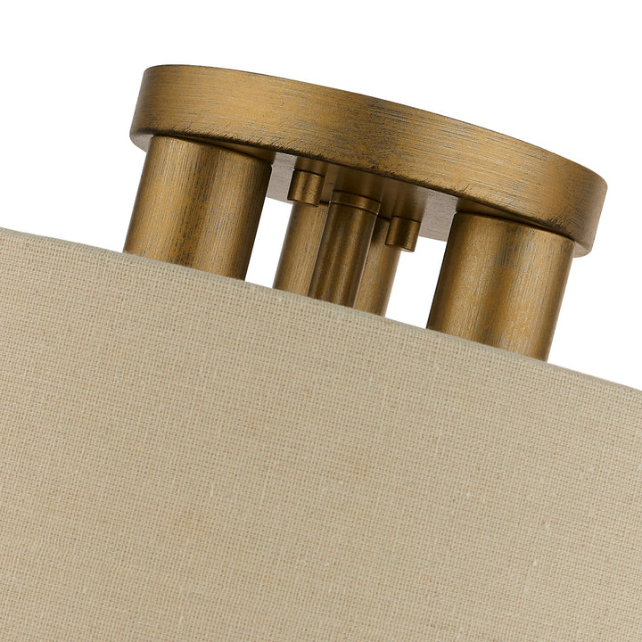 3 Light Antique Gold Leaf Large Semi-Flush