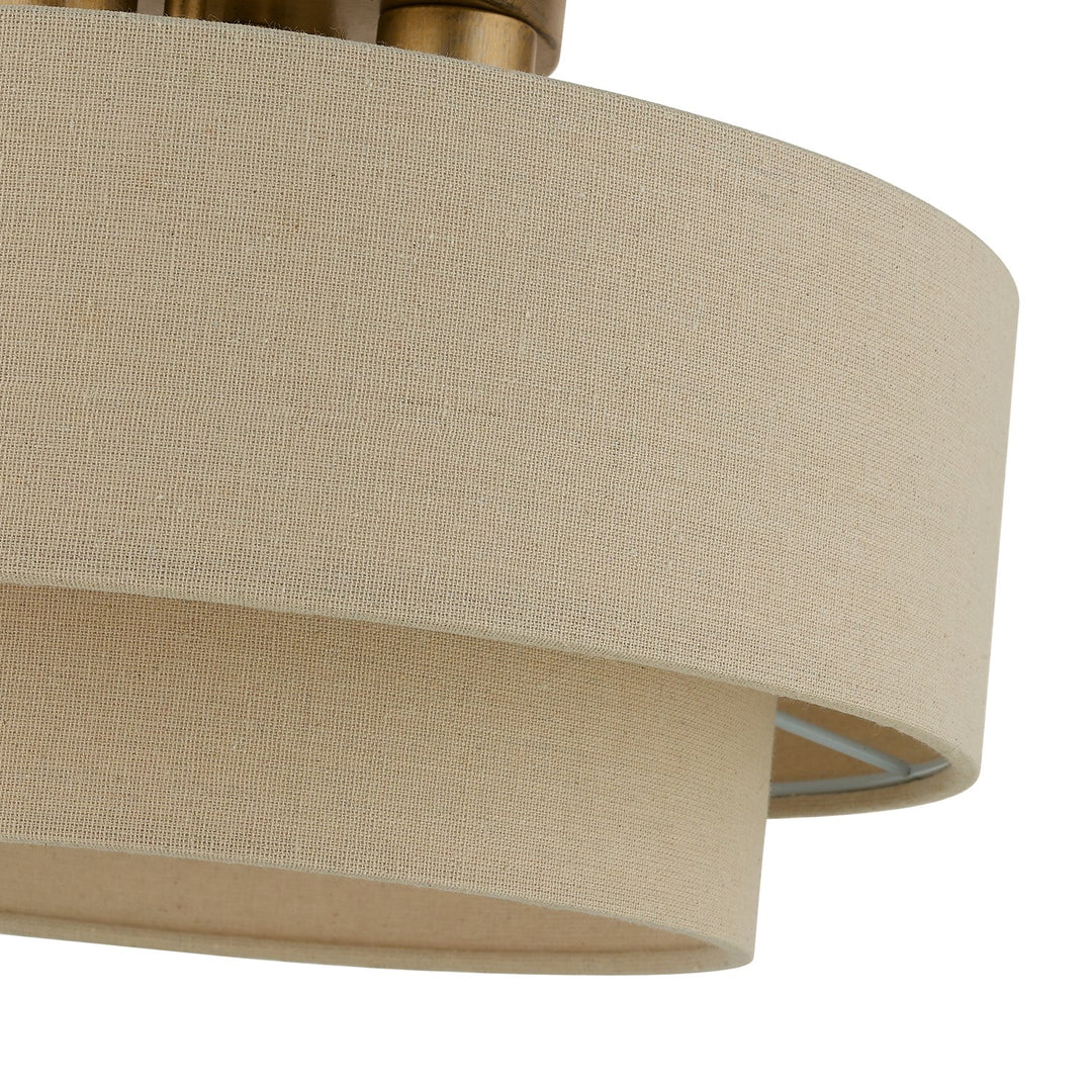 3 Light Antique Gold Leaf Large Semi-Flush