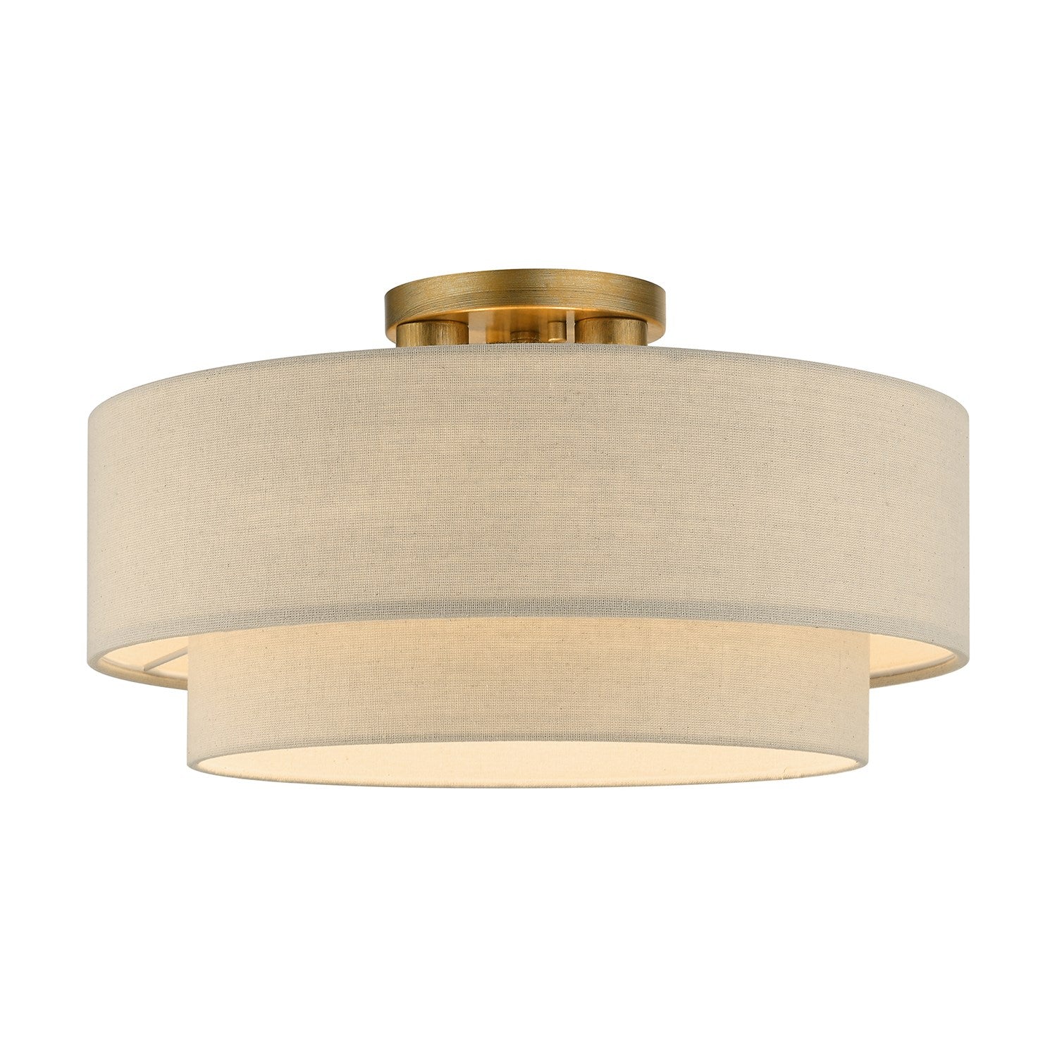 3 Light Antique Gold Leaf Large Semi-Flush by Livex Lighting