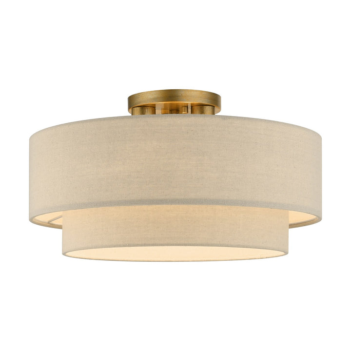 3 Light Antique Gold Leaf Large Semi-Flush by Livex Lighting