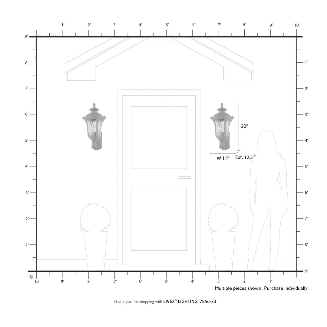 3 Light Soft Gold Outdoor Large Wall Lantern