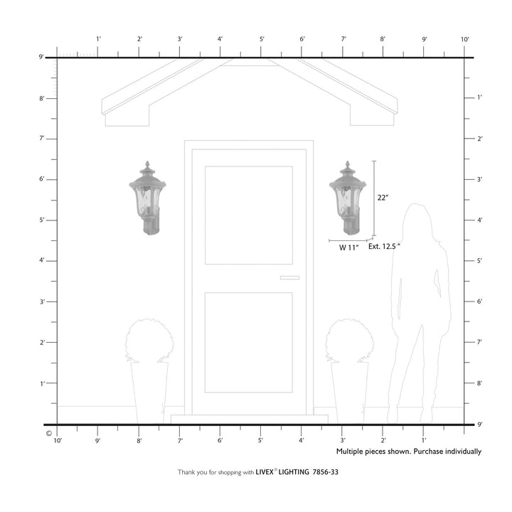 3 Light Soft Gold Outdoor Large Wall Lantern