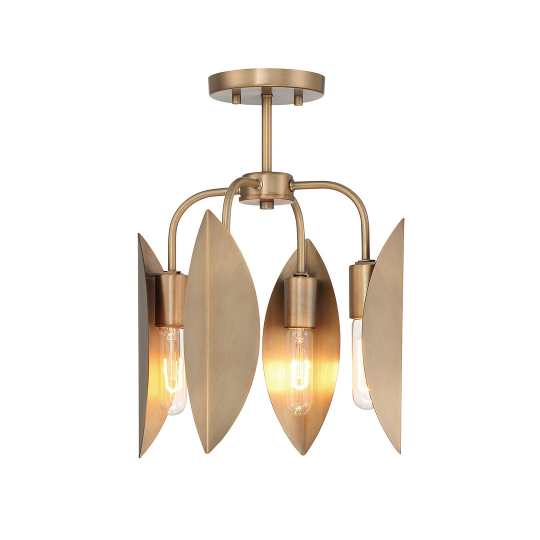 12.25 In. 4-Light Old Satin Brass Modern Semi Flush Mount Light by Designers Fountain